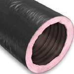 KP Insulated Flex Duct, 18"x25' Blk Vinyl R8 Bag